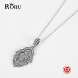 Vintage Silver 925 Rhombus CZ Pendant Necklace for Women