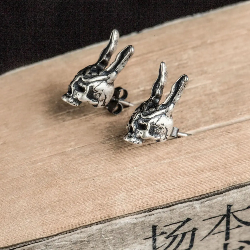 Vintage Silver Rabbit Ear Studs 925 Sterling Silver Earrings
