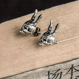 Vintage Silver Rabbit Ear Studs 925 Sterling Silver Earrings