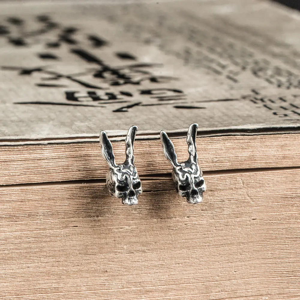 Vintage Silver Rabbit Ear Studs 925 Sterling Silver Earrings