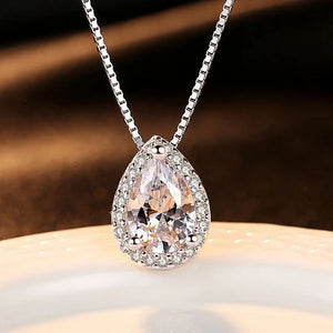 Vintage Silver Chain Necklace Water Drop Pendants Wedding Necklaces
