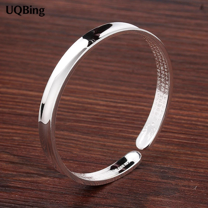 Vintage Silver Heart Sutra Bangles - Women Men Jewelry