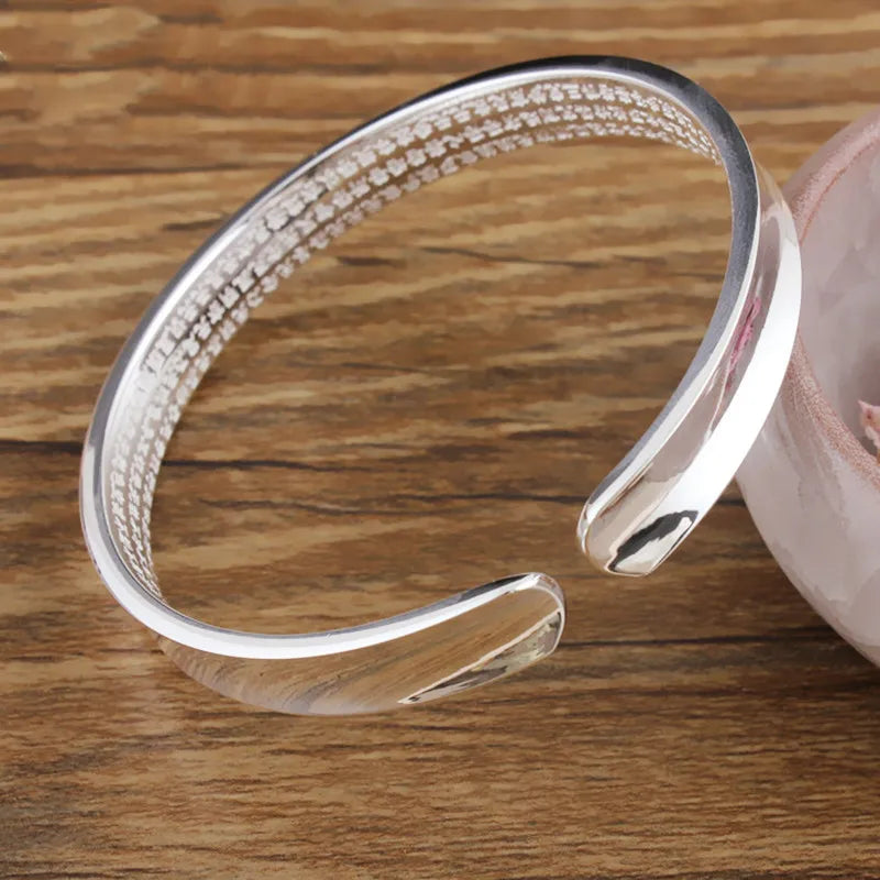 Vintage Silver Heart Sutra Bangles - Women Men Jewelry