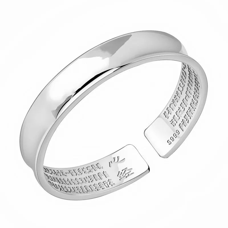 Vintage Silver Heart Sutra Bangle, Mother's Jewelry