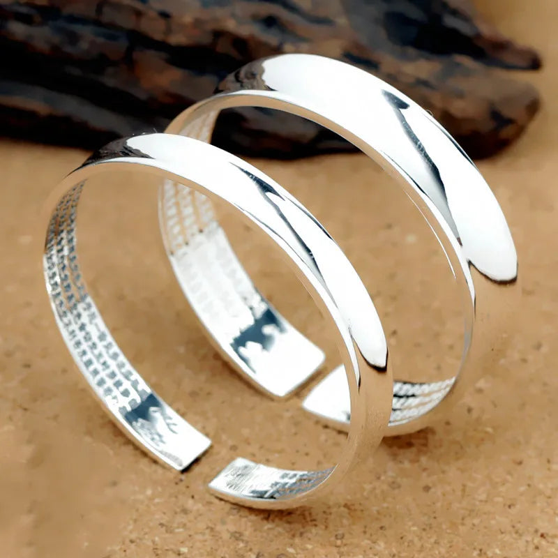 Vintage Silver Heart Sutra Bangle, Mother's Jewelry