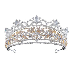 Vintage Silver Crystal Big Queen Crowns Women Bride Tiaras For Wedding