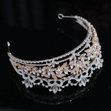 Vintage Silver Crystal Big Queen Crowns Women Bride Tiaras For Wedding