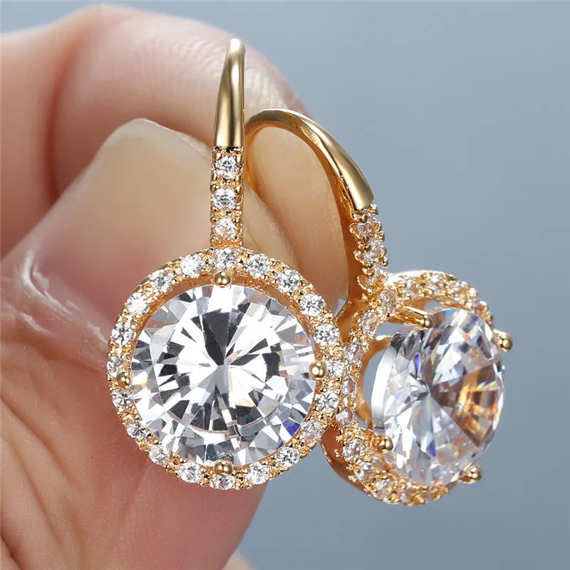 Vintage Silver Dangle Earrings Rainbow Zircon Stone Wedding Earrings
