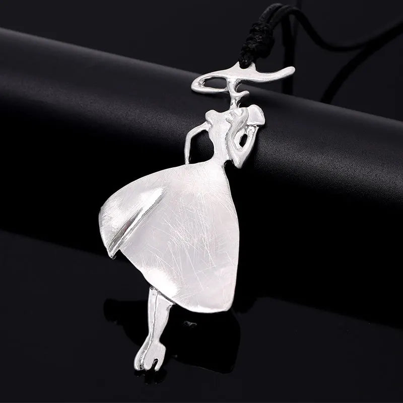 Vintage Silver Shape Leather Rope Accessories Women Gothic Gift