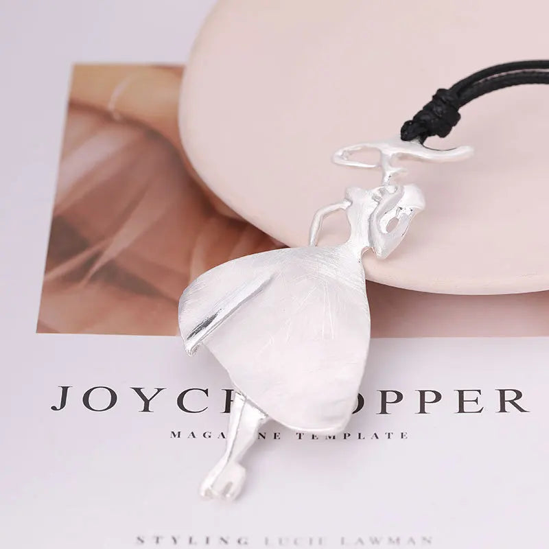 Vintage Silver Shape Leather Rope Accessories Women Gothic Gift