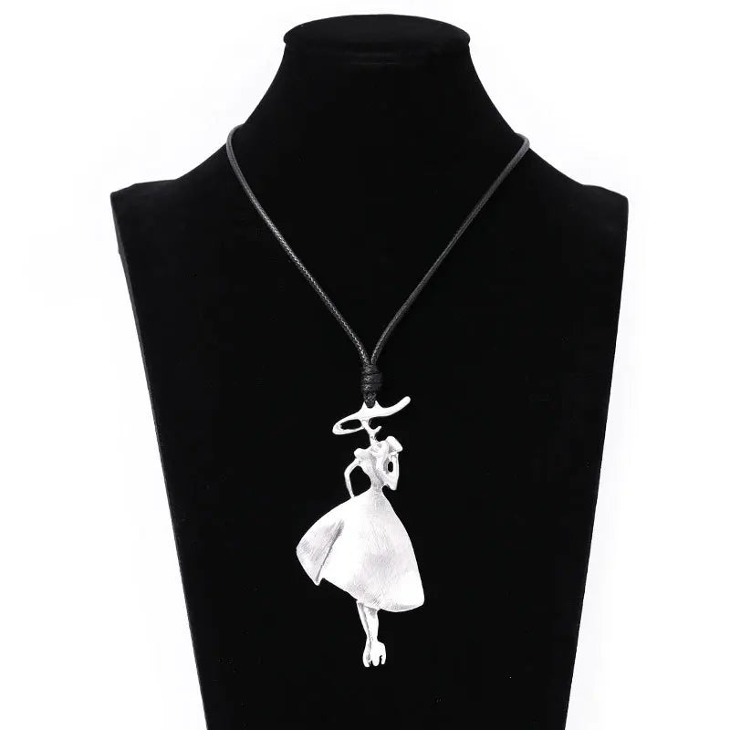 Vintage Silver Shape Leather Rope Accessories Women Gothic Gift