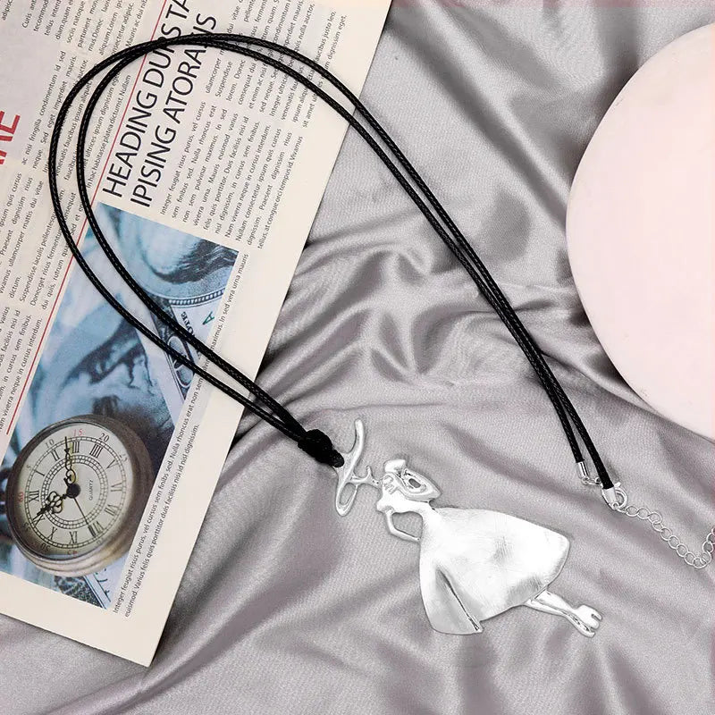 Vintage Silver Shape Leather Rope Accessories Women Gothic Gift