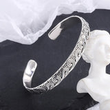 Vintage Silver Flower Pattern Open Adjustable Bangles