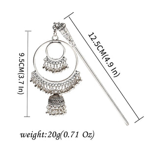 Silver Indian Bells Hairpin Tassel Pendant Hair Sticks for Women