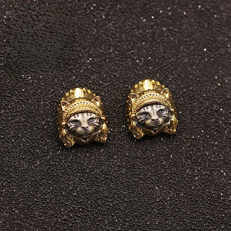 Vintage Silver Indian Cat Beads DIY Bracelet Ball Party Jewelry Accessories