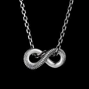 Vintage Silver Ouroboros Pendant Necklace for Men Women
