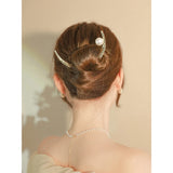 Vintage Silver Moon Hairpin Pearl Metal Hair Sticks for Women Headwear