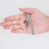 Vintage Silver Rose Necklace Gothic Punk Long Sweater Chain Banquet Jewelry