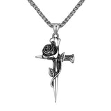 Vintage Silver Rose Necklace Gothic Punk Long Sweater Chain Banquet Jewelry