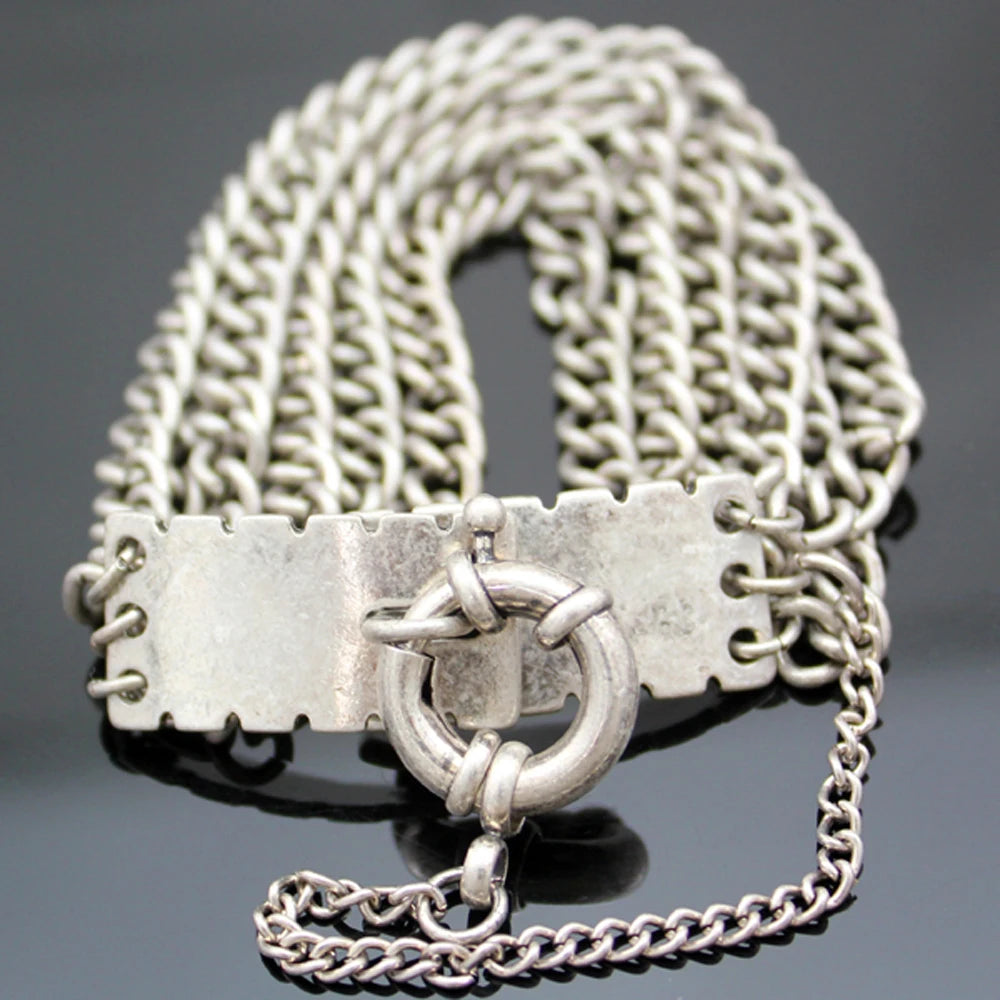 Vintage Silver Plated Chain Bracelet Bangle for Women