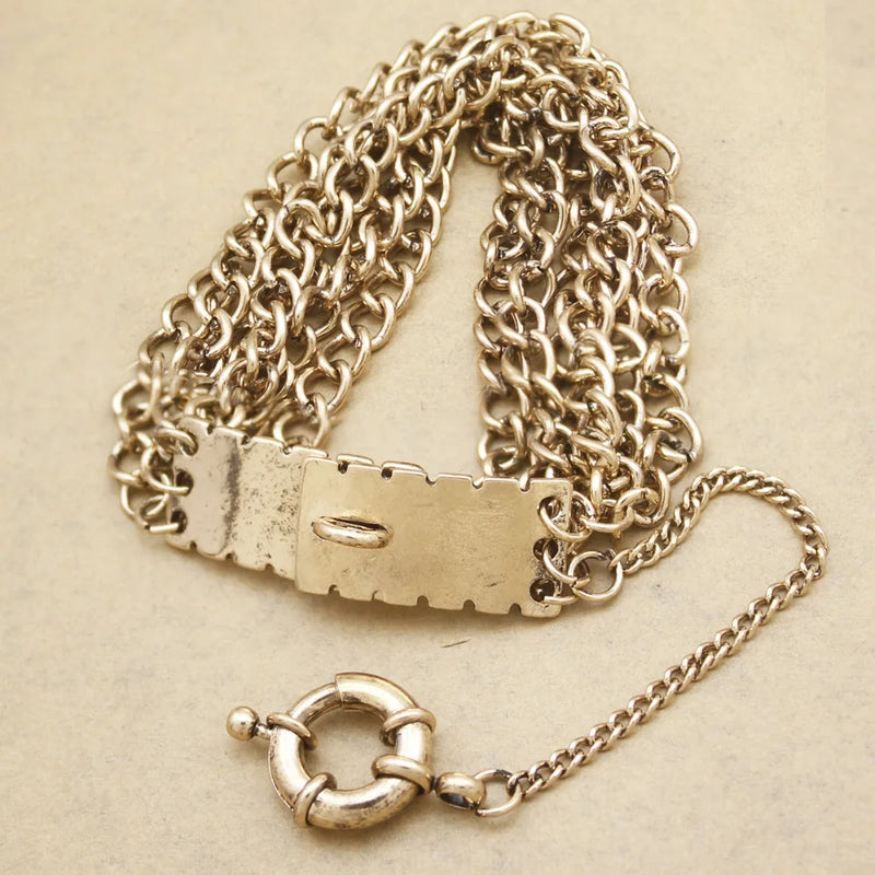 Vintage Silver Plated Chain Bracelet Bangle for Women
