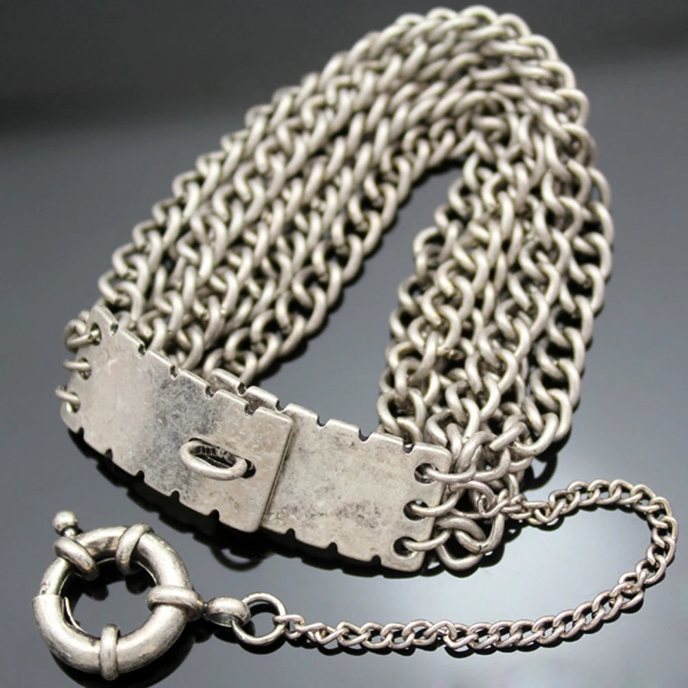 Vintage Silver Plated Chain Bracelet Bangle for Women