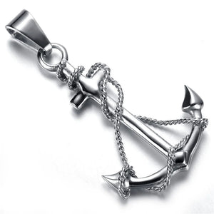Vintage Silver Stainless Steel Anchor Charm Pendant