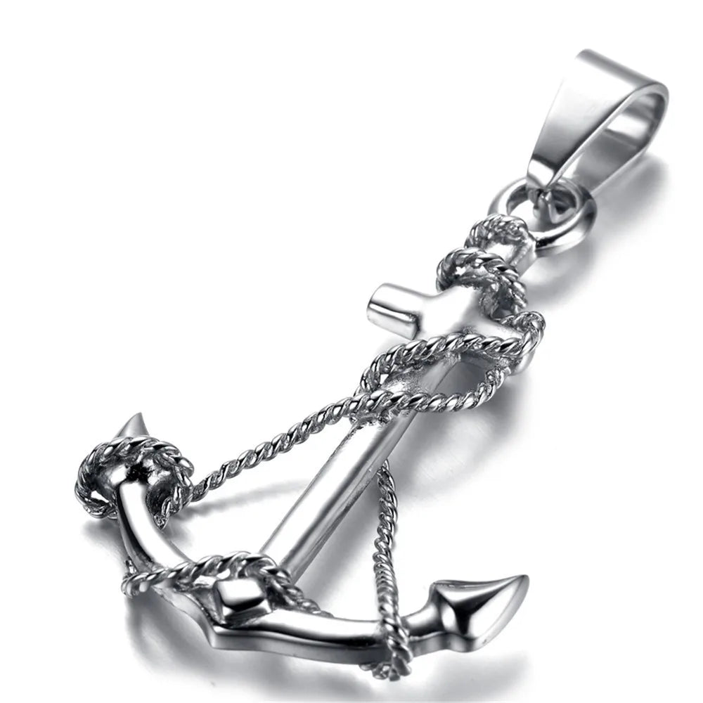Vintage Silver Stainless Steel Anchor Charm Pendant