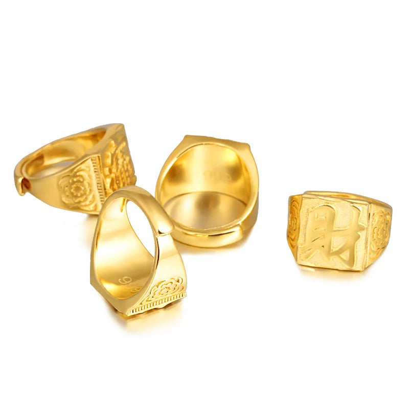 Vintage 24K Couple Gadgets for Men Gothic Finger Chunky Rings Engagement Wedding