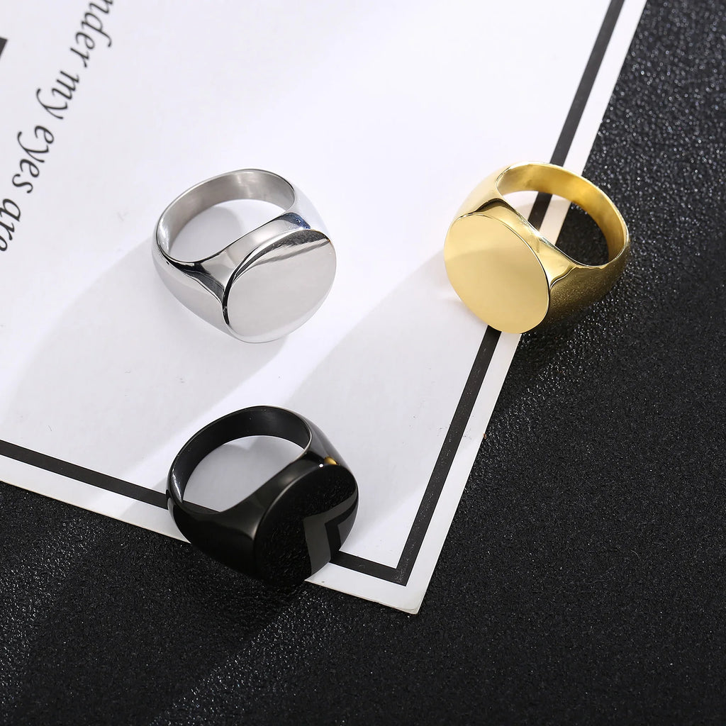 Chunky Round Glossy Rings for Men Women Minimalist Finger Rings