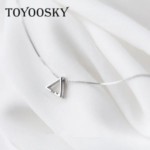 Vintage 925-Sterling-Silver Triangle Shape Necklace for Women