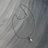 Vintage Water Drop Moonstone Pendant Necklace Ladies Clavicle Chain Necklace