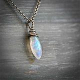 Vintage Water Drop Moonstone Pendant Necklace Ladies Clavicle Chain Necklace