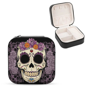 Vintage Skull And Roses Jewelry Storage Box Portable Jewelry Organizer Box