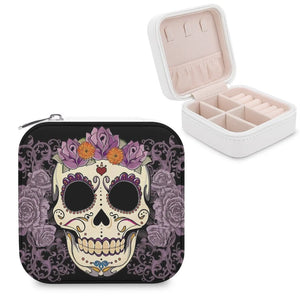 Vintage Skull And Roses Jewelry Storage Box Portable Jewelry Organizer Box