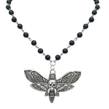 Skull Death Moth Pendant Necklace Gothic Punk Biker Choker