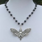 Skull Death Moth Pendant Necklace Gothic Punk Biker Choker