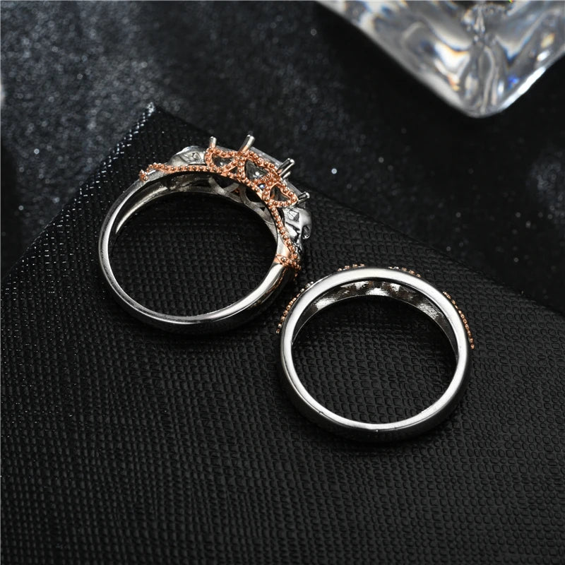 Vintage Skull Ring Purple CZ Cubic Zirconia For Women Jewelry Rings Set