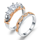 Vintage Skull Ring Purple CZ Cubic Zirconia For Women Jewelry Rings Set