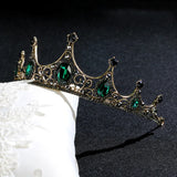 Vintage Small Baroque Green Red Crystal Tiaras Crowns for Women Girls