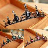 Vintage Small Baroque Green Red Crystal Tiaras Crowns for Women Girls