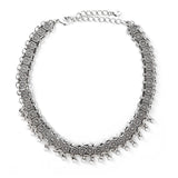 Vintage Small Bell Choker Necklace Retro Silver Coin Pendant