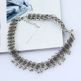Vintage Small Bell Choker Necklace Retro Silver Coin Pendant
