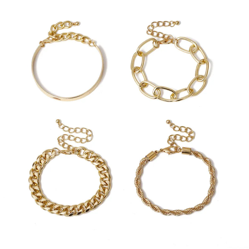 Vintage Snake Chain Bracelets Set for Women Men Beach Boho Thick Iron Link