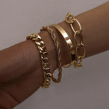 Vintage Snake Chain Bracelets Set for Women Men Beach Boho Thick Iron Link