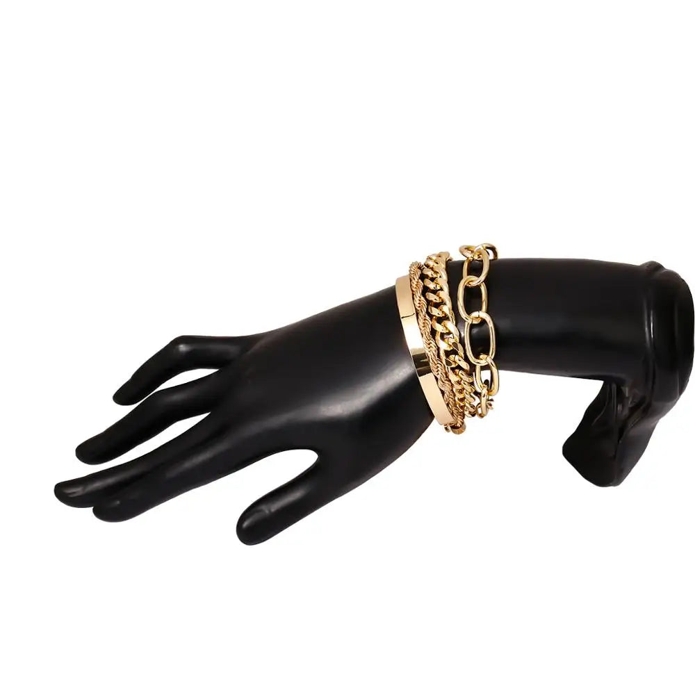 Vintage Snake Chain Bracelets Set for Women Men Beach Boho Thick Iron Link
