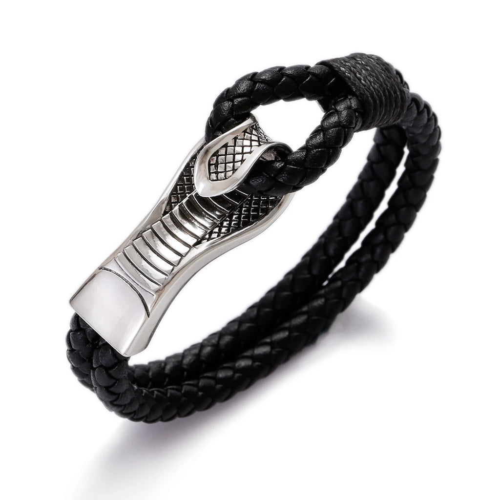 Vintage Snake Mens Bracelet Leather Bracelet Punk Style