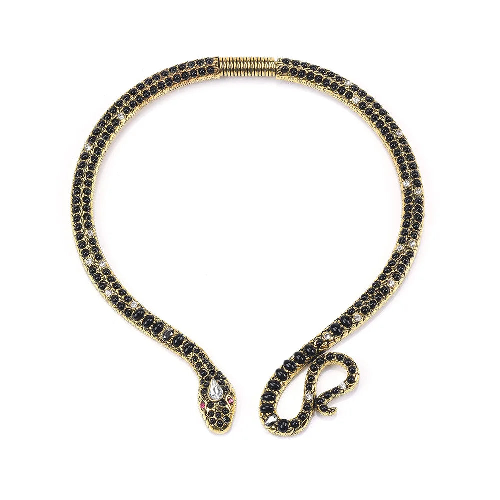Vintage Snake Statement Necklace Adjustable Choker Collars