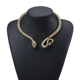 Vintage Snake Statement Necklace Adjustable Choker Collars