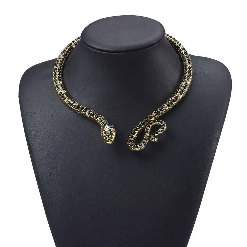 Vintage Snake Statement Necklace Adjustable Choker Collars